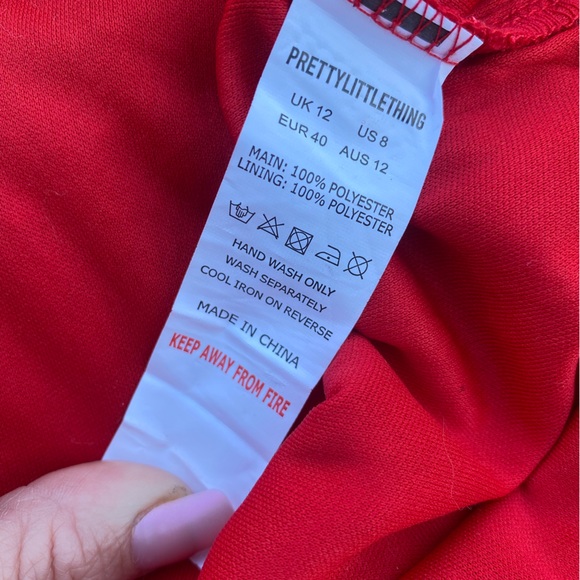 Pretty Little Thing Red Lace Mini Dress - Size 8 - Picture 5 of 5